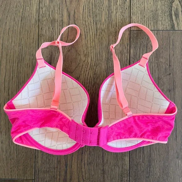 EUC! Victoria’s Secret Uplift Semi Demi hot pink & neon orange bra - sz. 34D - Picture 3 of 5